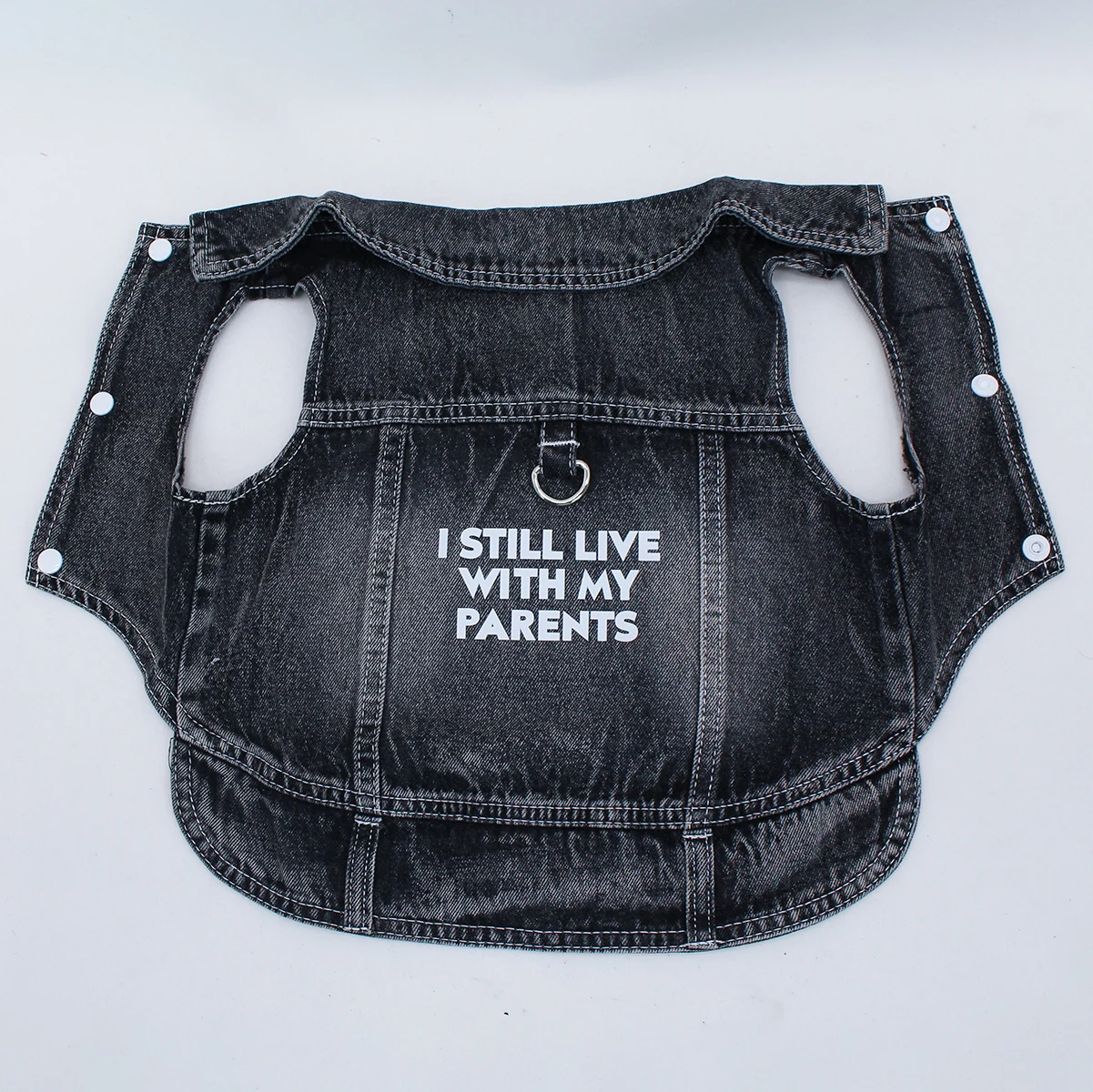 Chaqueta vaquera con estampado de letras para perros pequeños y medianos, ropa para mascotas de primavera y otoño, abrigo vaquero negro fresco, disfraz vaquero duradero - imagen 2