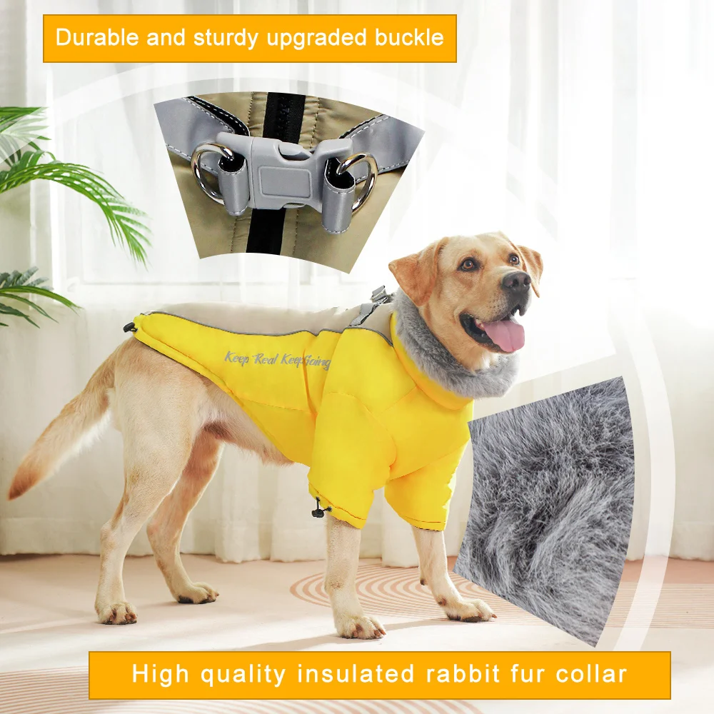 Chaleco muy cálido para perros, abrigo, ropa para perros de cuello alto, chaqueta reflectante para perros grandes, ropa de invierno para mascotas, abrigo para pastor alemán 5XL - imagen 4