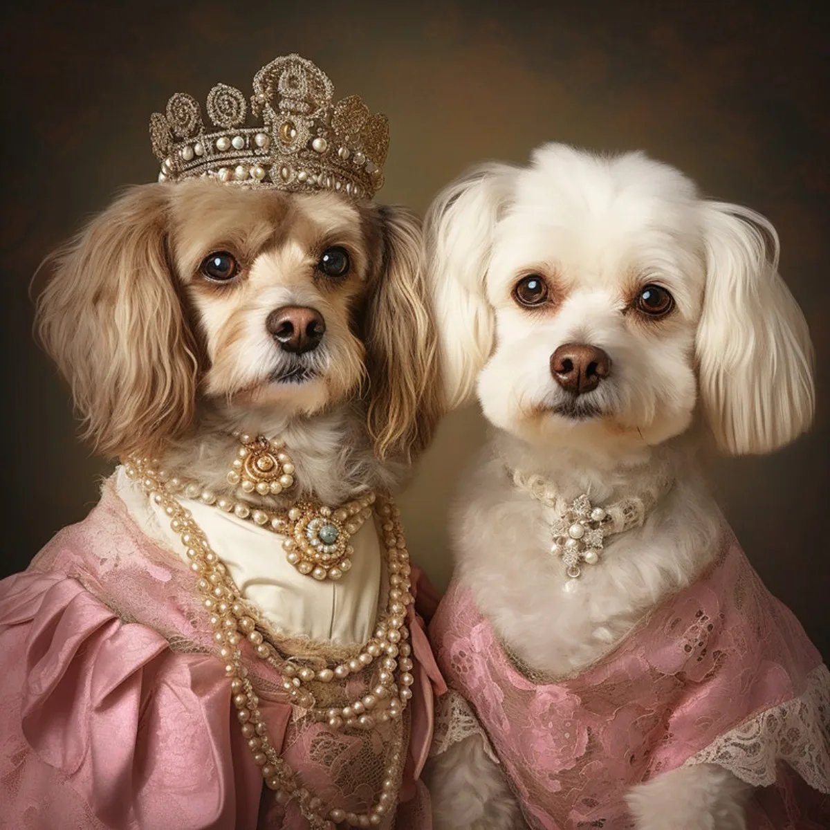 ATUBAN Retrato de mascota real personalizado, retrato de dos perros, pintura de perro renacentista, retrato de perro real, regalo para mascotas, retrato de arte de pared