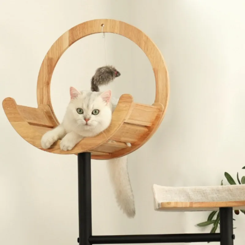 Nido para gatos semicerrado de hierro y madera maciza, marco de escalada, rascadores de goma para mascotas, suministros de juguete, alfombrilla para arena para gatos, productos para muebles - imagen 4