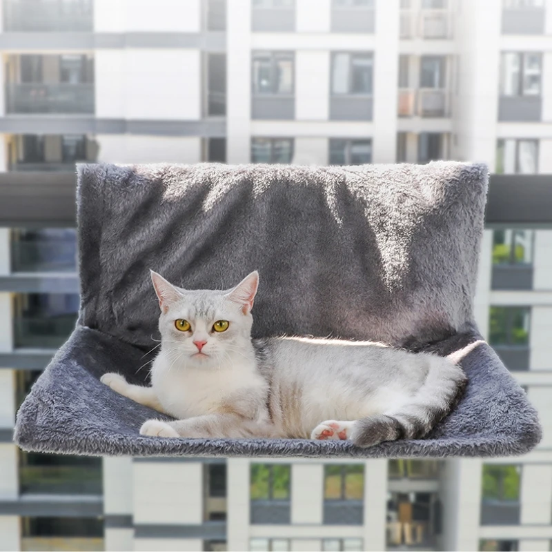 Hamaca de Metal con marco de hierro para gatos, alfombrilla de vellón cálido, suave, colgante, alféizar de cama, ventana, Banister, gabinete, radiador, colgador, accesorios para gatos - imagen 3