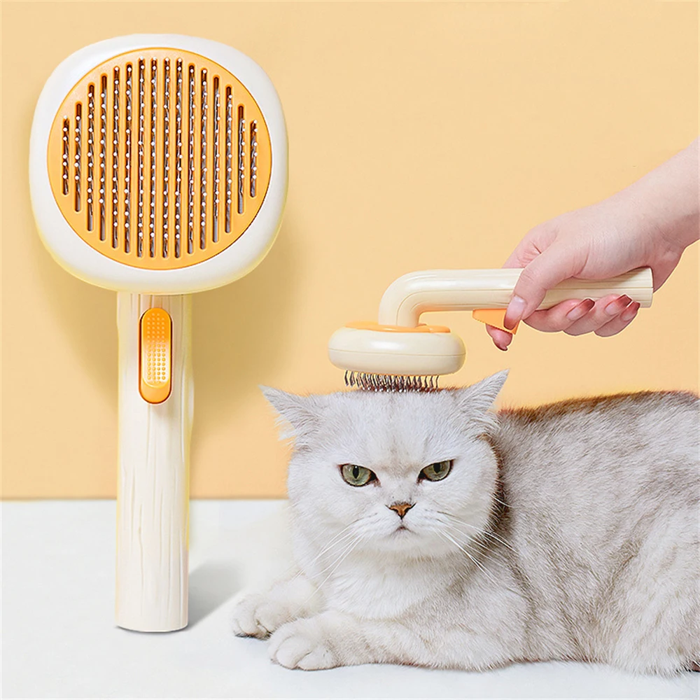 Cepillo rebanador de autolimpieza para gatos y perros, herramienta de aseo para cachorros, peines de aguja, peine de depilación para mascotas, cepillos de masaje para el cuidado de gatitos - imagen 3