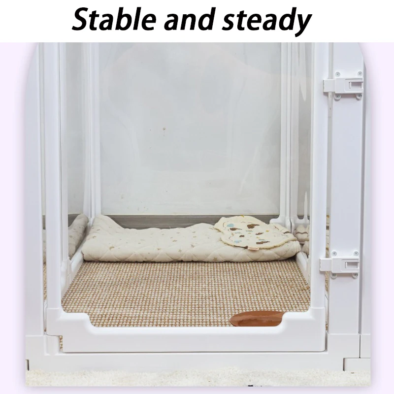 Puerta de valla transparente para perros de 70CM de alto, jaula de aislamiento portátil para perros, parque interior, paneles de vallas para mascotas de empalme gratis, suministros de lujo - imagen 5