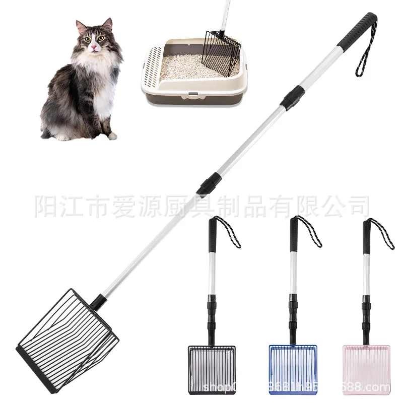 Pala telescópica metálica para arena de gatos con mango largo - imagen 4