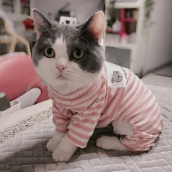 Mono pijama rayas para gatos y perros pequeños – Ropa cálida Sphynx