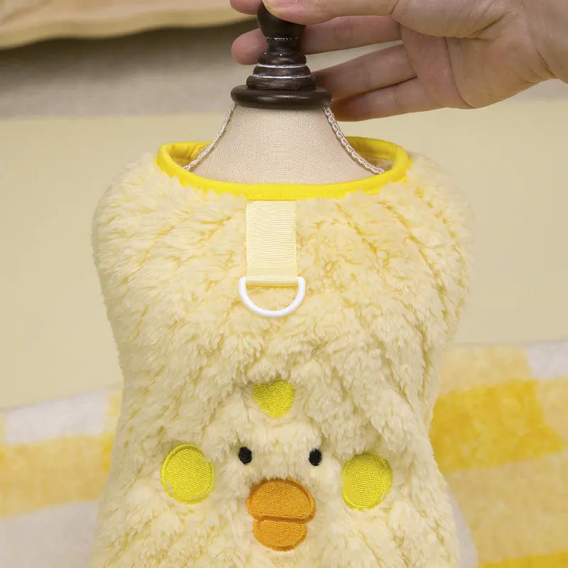 Suéter de terciopelo suave para perro, pato, oso, elefante, lindo patrón de animales, sudaderas con capucha para perro, abrigo, ropa de invierno para perros pequeños y cachorros - imagen 3