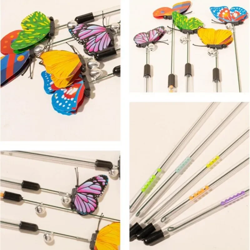 Juguete para gatos, juguetes de mariposa para gatos, palo retráctil para gatos, palos de juguete, mariposa de primavera, juguetes interactivos para gatos con campana, suministros para mascotas - imagen 5