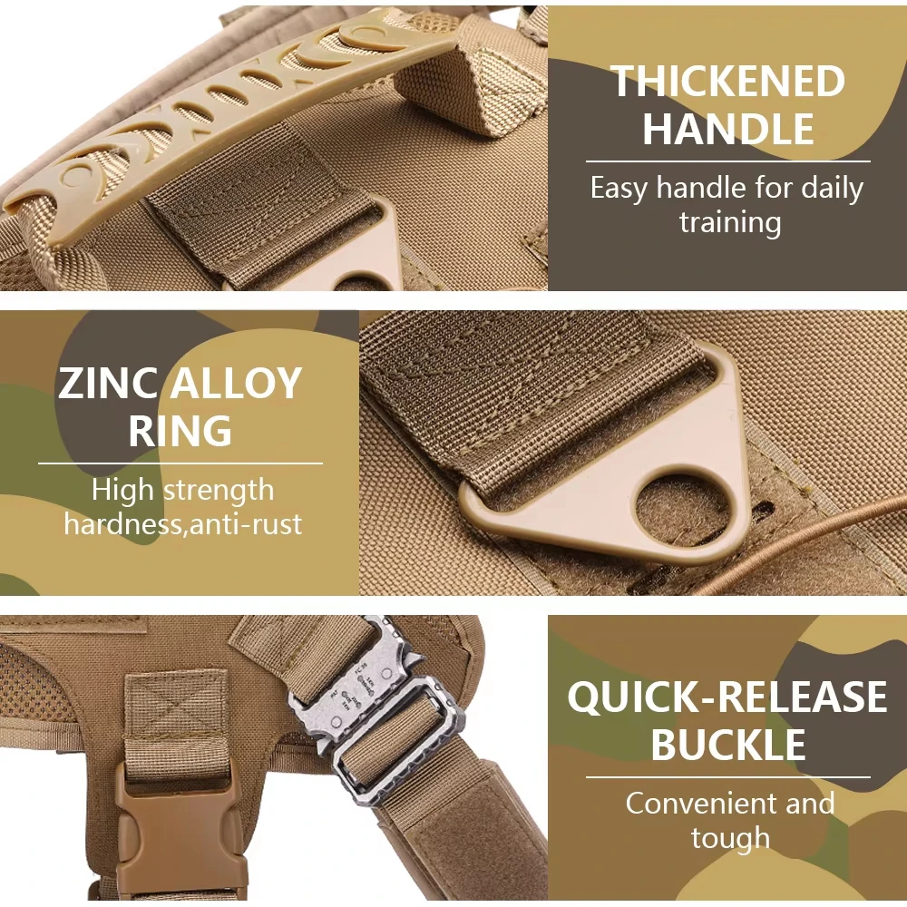 Arnés táctico militar para perros grandes/medianos, chaleco resistente para entrenamiento y servicio de caza, chaleco para perros, ropa impermeable - imagen 3