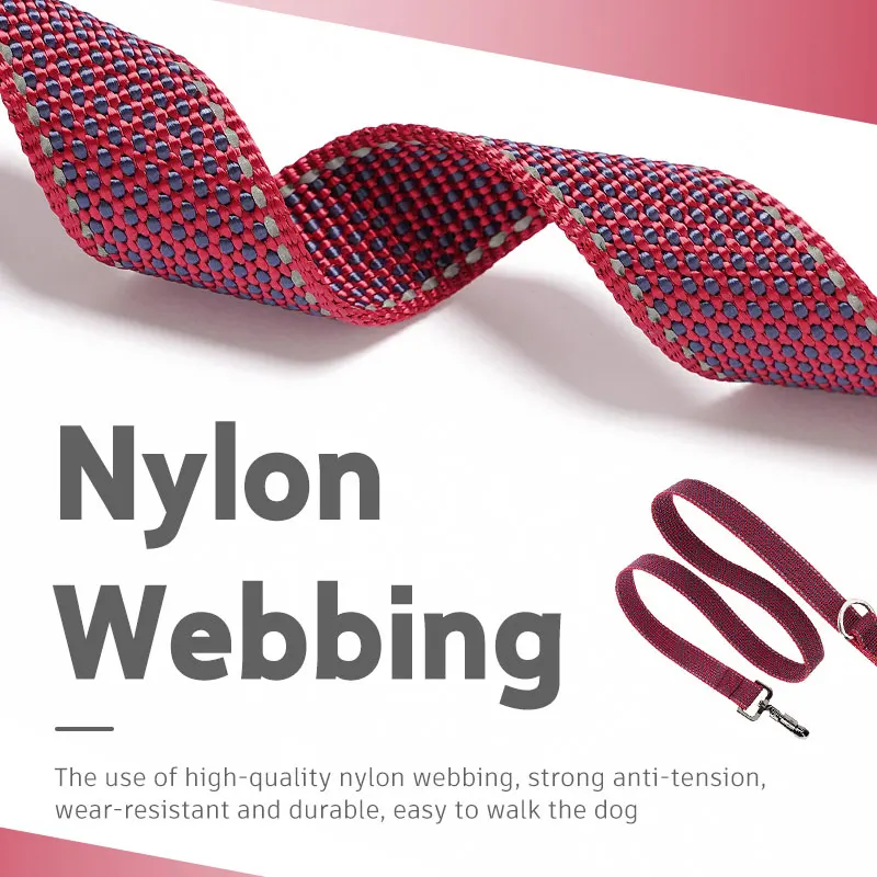 Correa de nailon reflectante para perro, Correa fuerte con mango cómodo, resistente, para perros pequeños, medianos y grandes, para caminar al aire libre - imagen 3