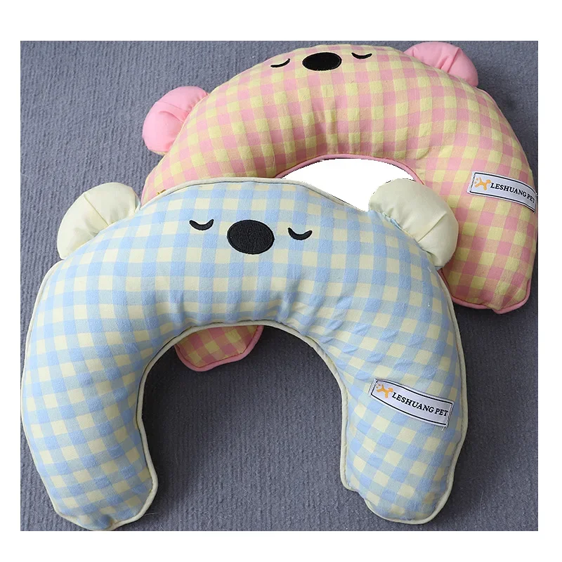 Almohada de dos colores para perro, colchoneta para dormir a cuadros INS de oso bonito para mascotas, juguete para dormir desmontable y lavable, otoño e invierno - imagen 5