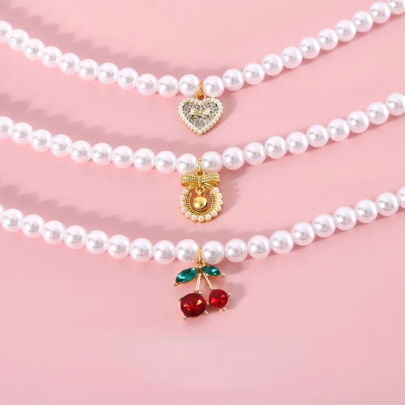 Collar con colgante ajustable para mascotas, Collar de perlas de estilo princesa, accesorios para mascotas, Collar ajustable para gatos - imagen 3