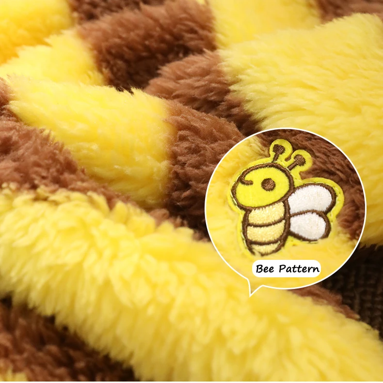 Disfraz de abeja terciopelo para perros y gatos – Ropa térmica suave - imagen 5