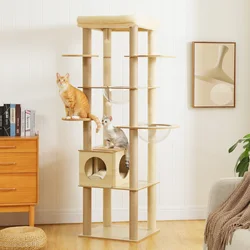 Árbol rascador para gatos de varios niveles con postes interior