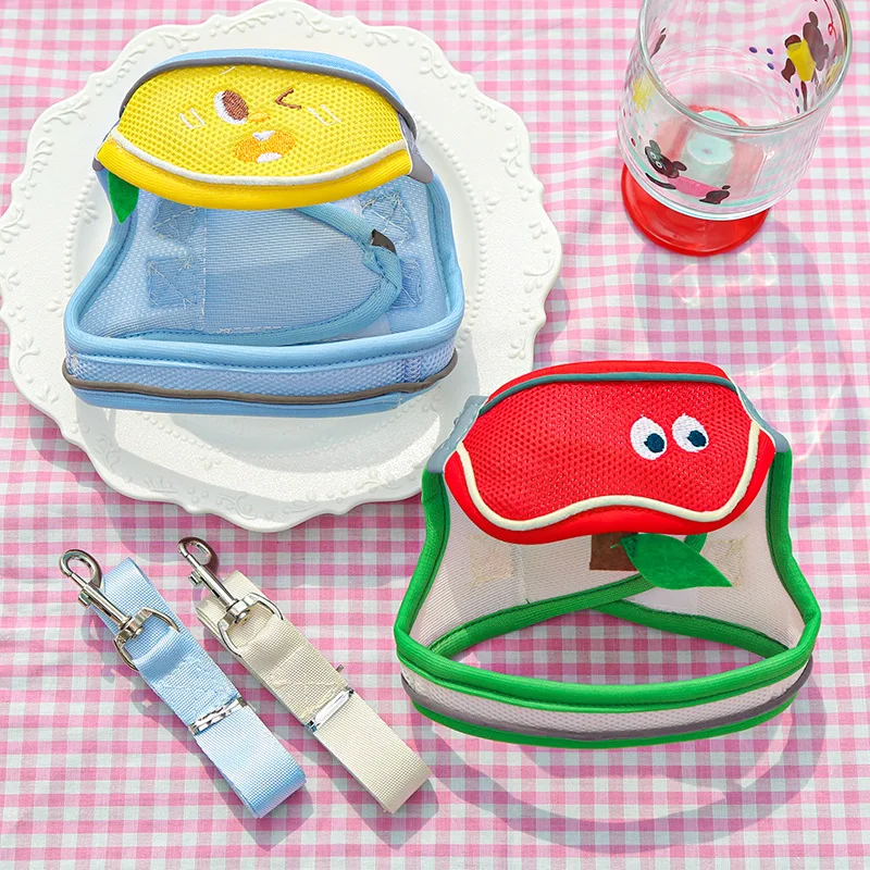 Toalla para babas para mascotas, correa para el pecho, cuerda de tracción, malla de temporada, ropa de peluche transpirable, accesorios para cachorros pequeños - imagen 4