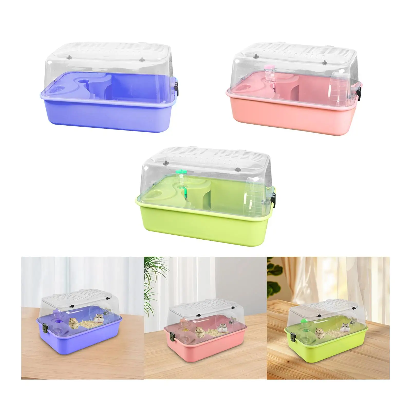 Hamster Cage Outgoing Carrier Sleep with Water Bottle Exercise Wheel Hamster Habitat Small Animal Cage for Mice Sugar Glider