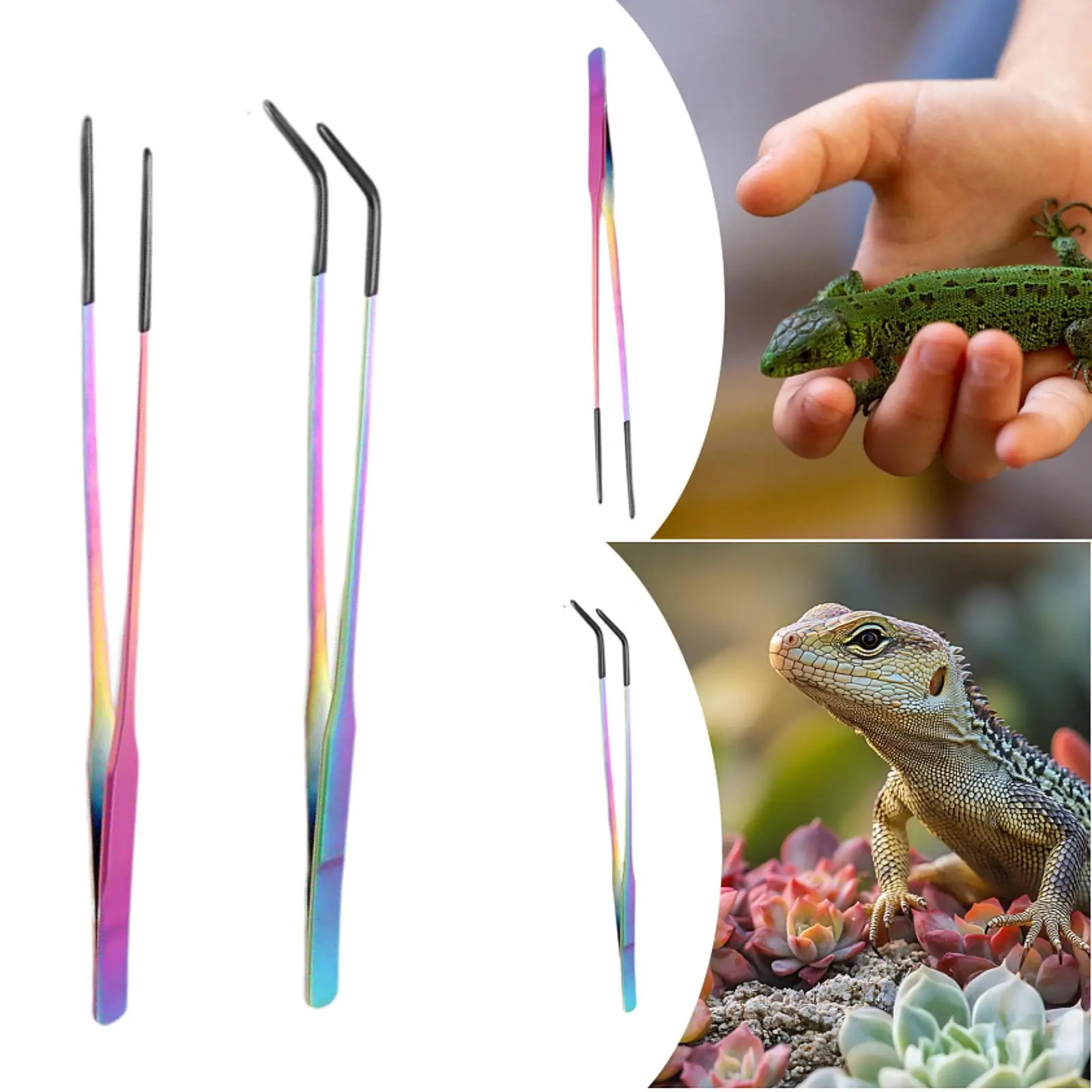 Reptile Feeding Tongs with Black Silicone Tip for Aquascaping Bearded Dragon Reptile Feeding Tongs with Black Silicone Tip for Aquascaping Bearded Dragon