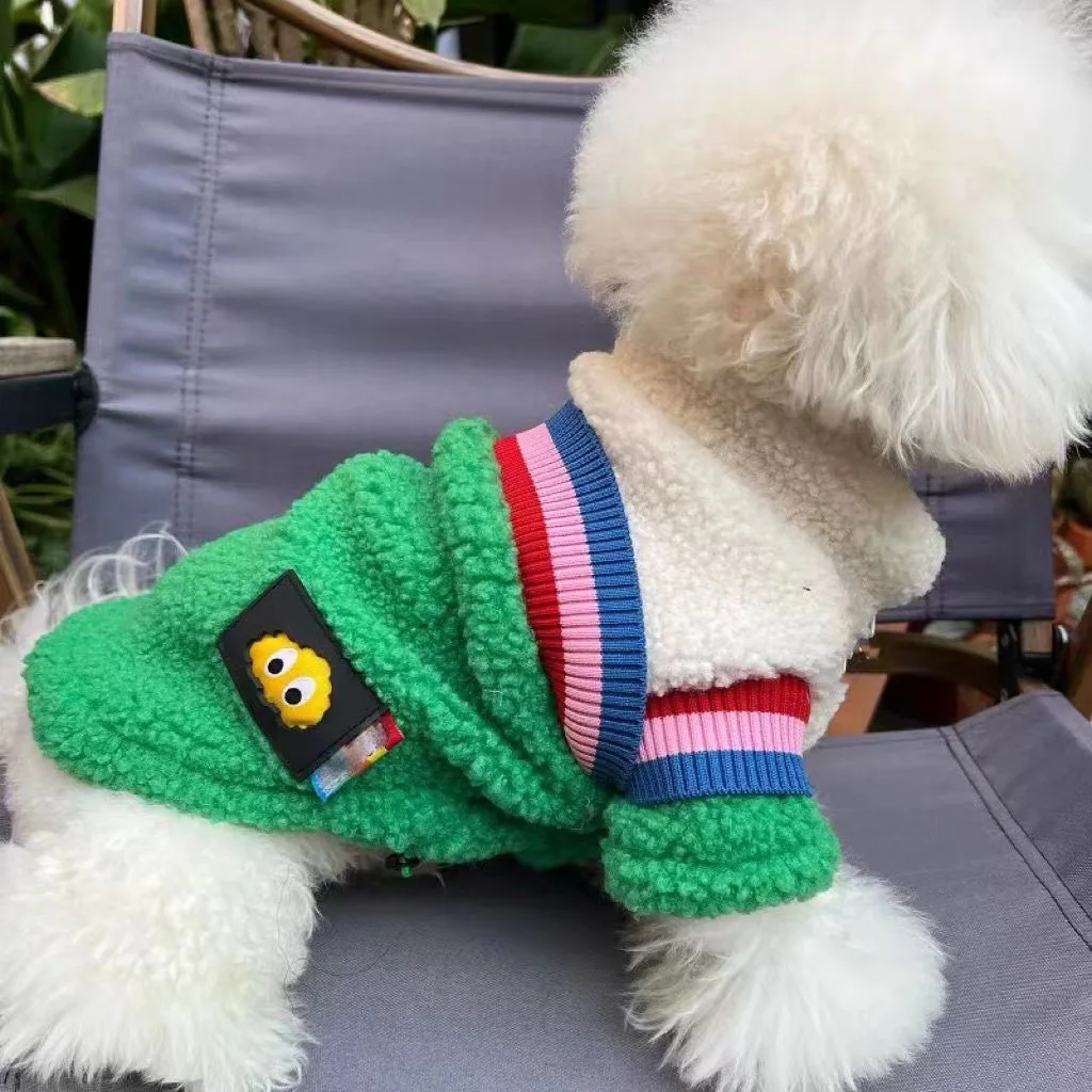 Abrigo de empalme colorido de lana de cordero para mascotas, Teddy Schnauzer grueso, ropa cálida de lana para perros, ropa para cachorros para perros pequeños