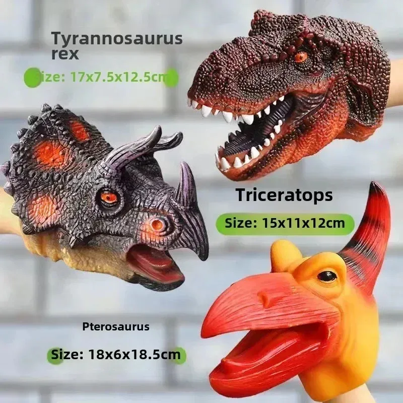 Marionetas de mano de dinosaurio, modelo de cabeza t-rex, juguete, colección de figuras de acción de animales suaves, regalo para niños, mundo de dinosaurio - imagen 5