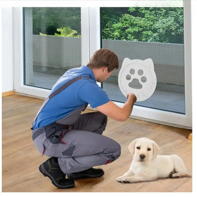 1 unidad de puerta exterior con pantalla segura con cerradura interior para gato mascota, función de cierre automático magnético, puerta resistente - imagen 3