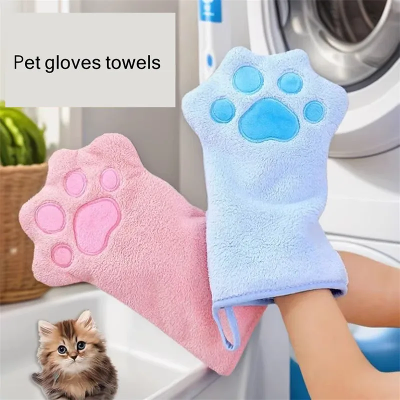 Toallas para mascotas estilo guante toallas de limpieza absorbentes especializadas para perros Toalla de baño para gatos suministros para mascotas guantes de baño para gatos - imagen 3