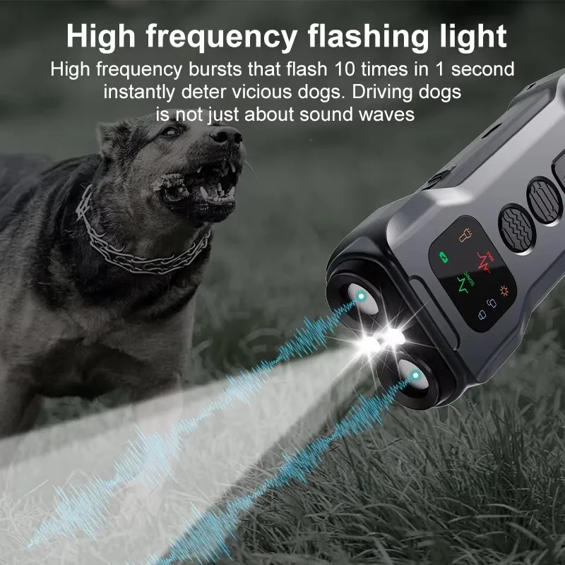 Repelente de perros Dispositivo ultrasónico de entrenamiento para perros disuasorio antisadridos recargable con linterna LED - imagen 3