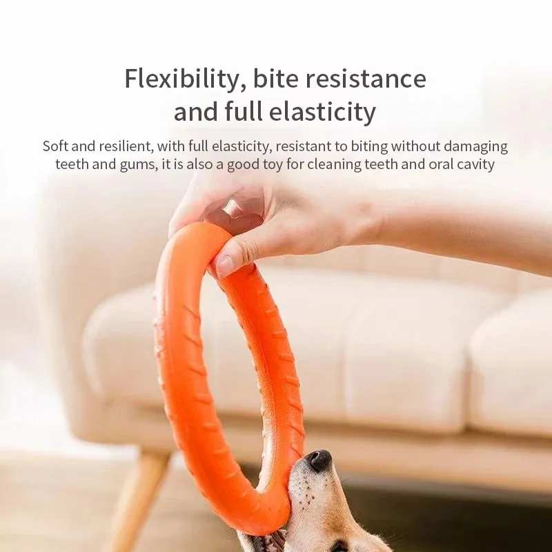Juguetes para perros, discos voladores para mascotas, anillo de entrenamiento para perros EVA, extractor, juguetes resistentes para perros, anillo flotante para morder para cachorros, juguete interactivo - imagen 4