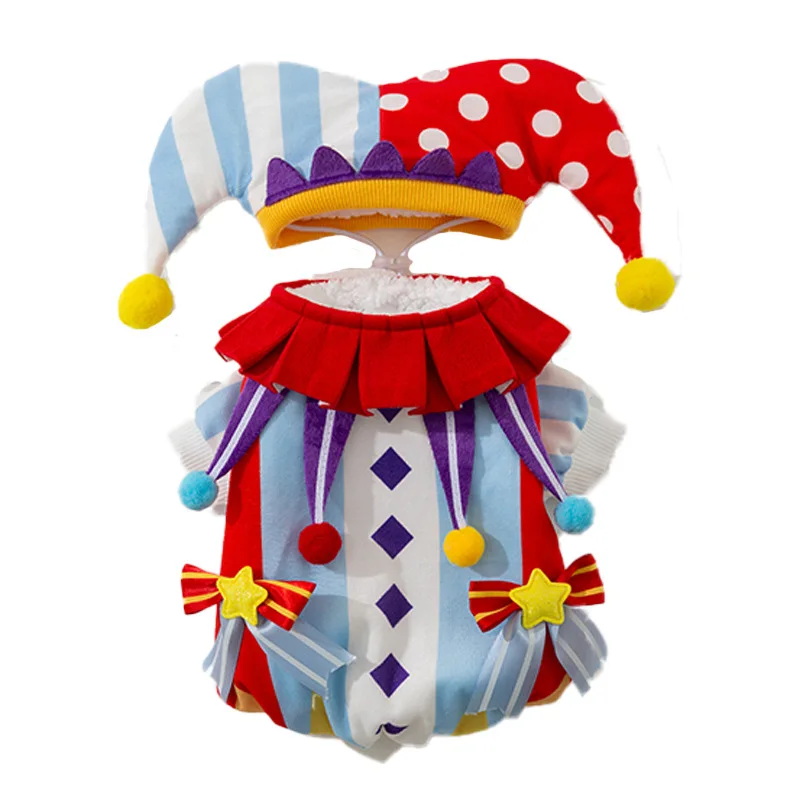 Disfraz payaso Halloween para perro pequeño – Gorro y body calentito - imagen 4