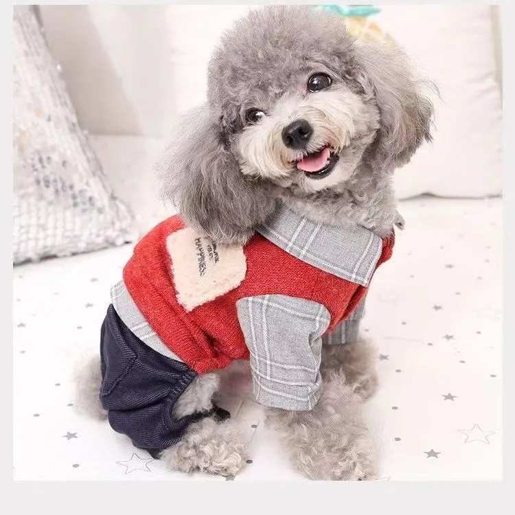 Ropa para perros y cachorros, ropa de otoño e invierno para perros pequeños de Pomerania, ropa de cuatro patas para cachorros, informal, gruesa y cálida