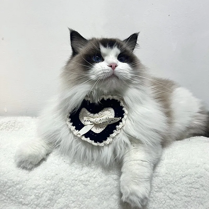 Collar de punto para mascotas, Collar de punto en forma de corazón, lazo INS para gato, decoración bonita, accesorios para perros pequeños, accesorios para cachorros - imagen 4