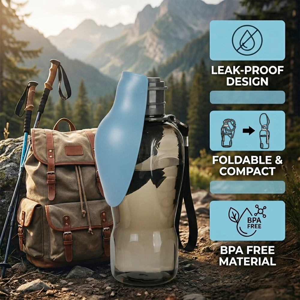 Botella de agua plegable antigoteo para gatos y perros mini - imagen 4