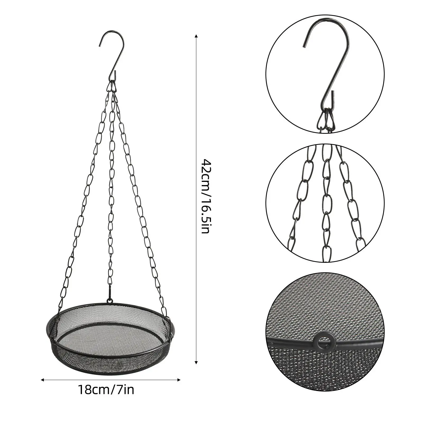 Hanging Bird Feeder Practical Multifunction Easy Clean Waterprood Sturdy Iron Metal Mesh Tray for Tree Outside Yard Balcony Home