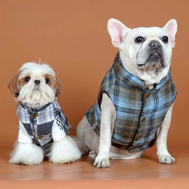 Abrigo a cuadros de otoño/invierno para mascotas, camiseta sin mangas con cuello alto, chaleco Schnauzer, ropa para cachorros, ropa para perros pequeños - imagen 3