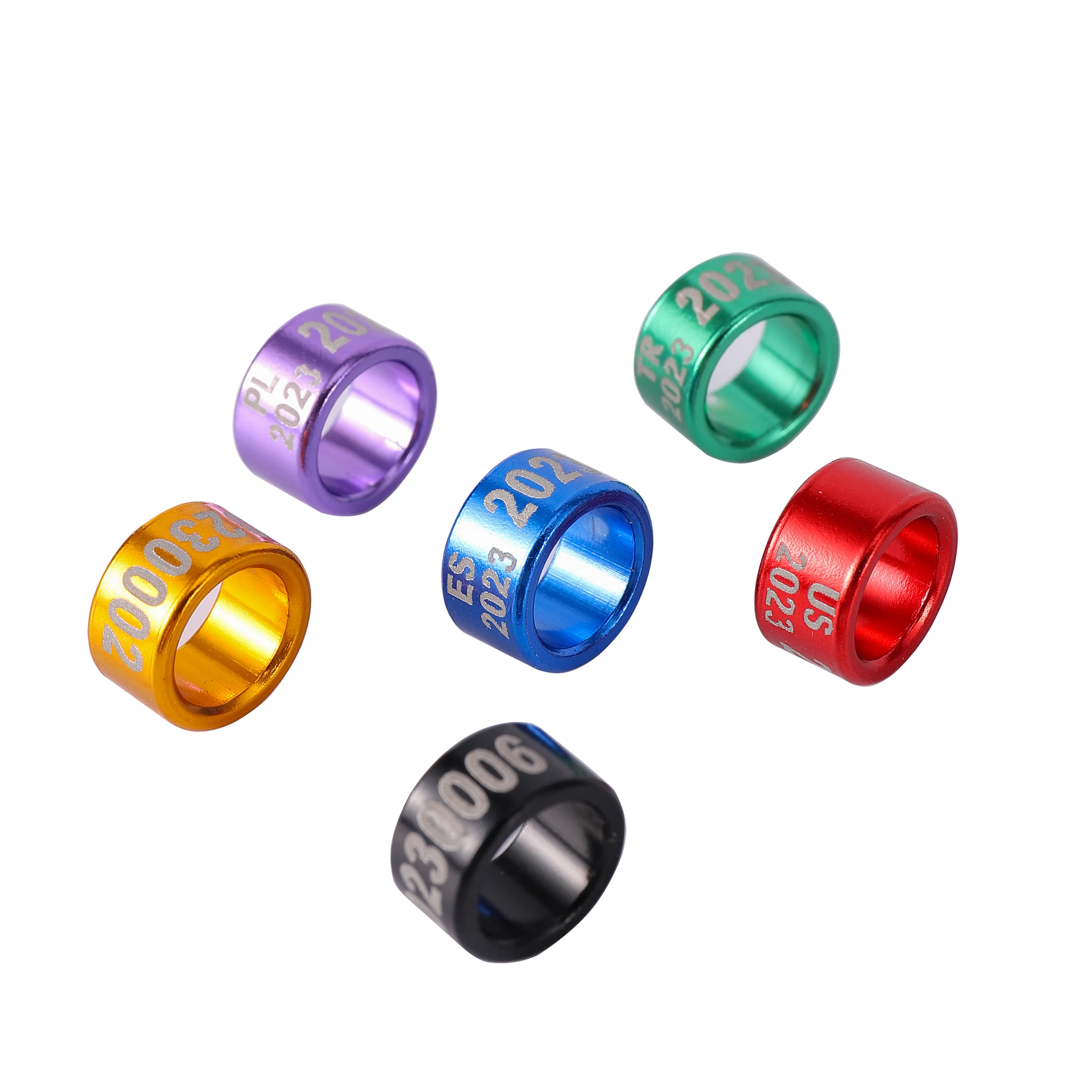 ID 8mm Anillo de pie de paloma RU US UK UA BR CZ ES DZ AU BE BY CA MA FR SA RO LK 30 Código de país + Año + Número Anillo de pie de pájaro 10 piezas - imagen 3