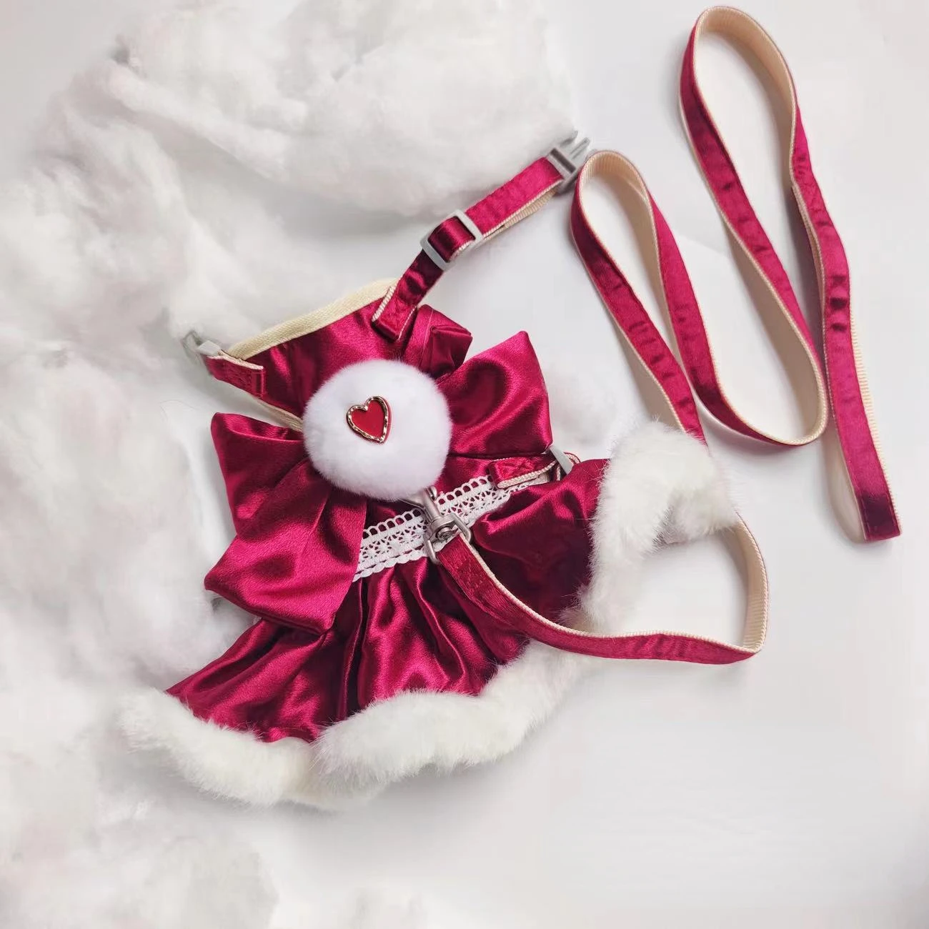 Correa de rebabas para mascotas, vestido de princesa de hadas Universal para gatos y perros, arnés de pecho para caminar, correa trasera, otoño, invierno, navidad - imagen 3