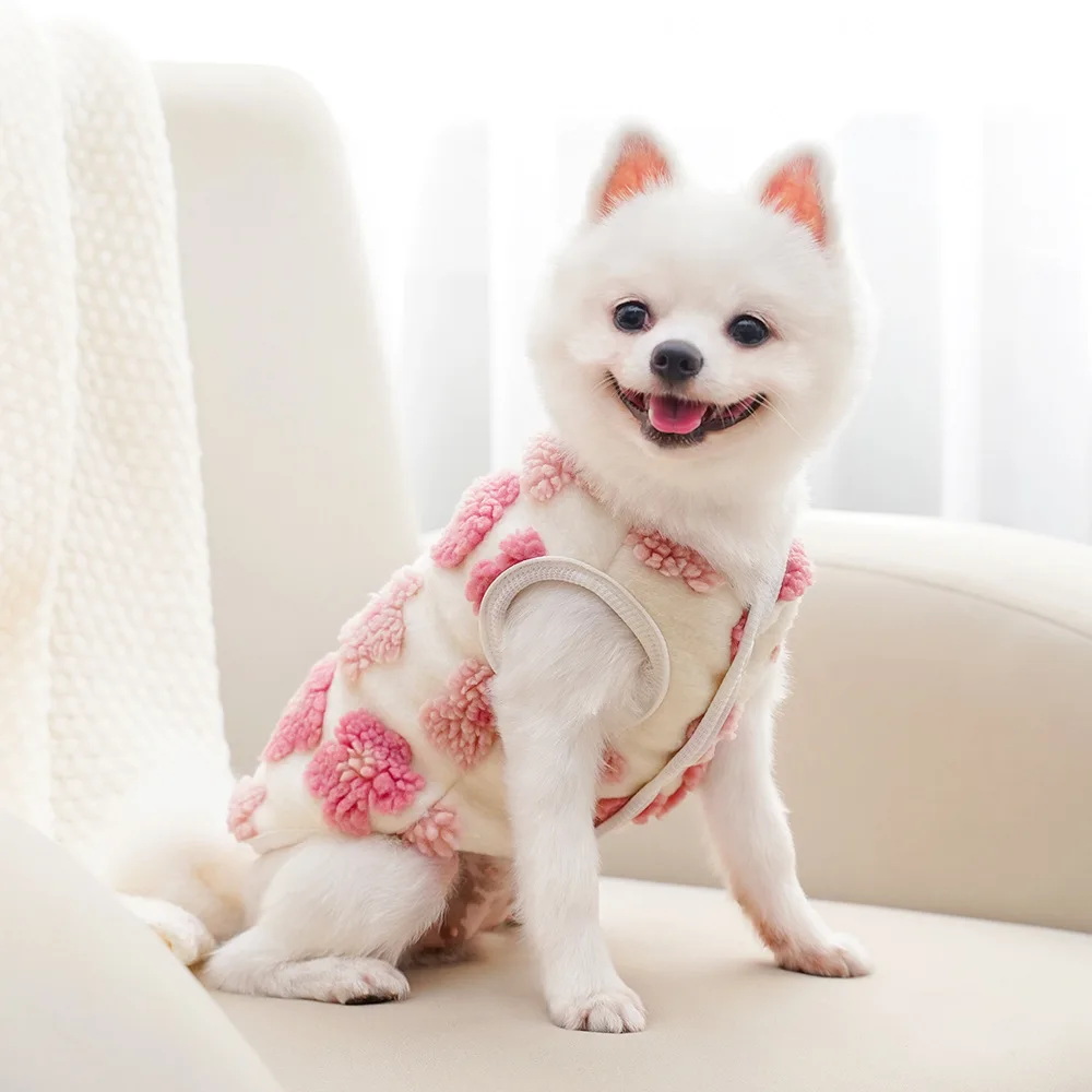 Chaleco de lana grueso y cálido para perro, chaqueta de invierno, abrigo con estampado Floral, ropa para perros pequeños, cachorros, York, Chiwawa, ropa para mascotas - imagen 5