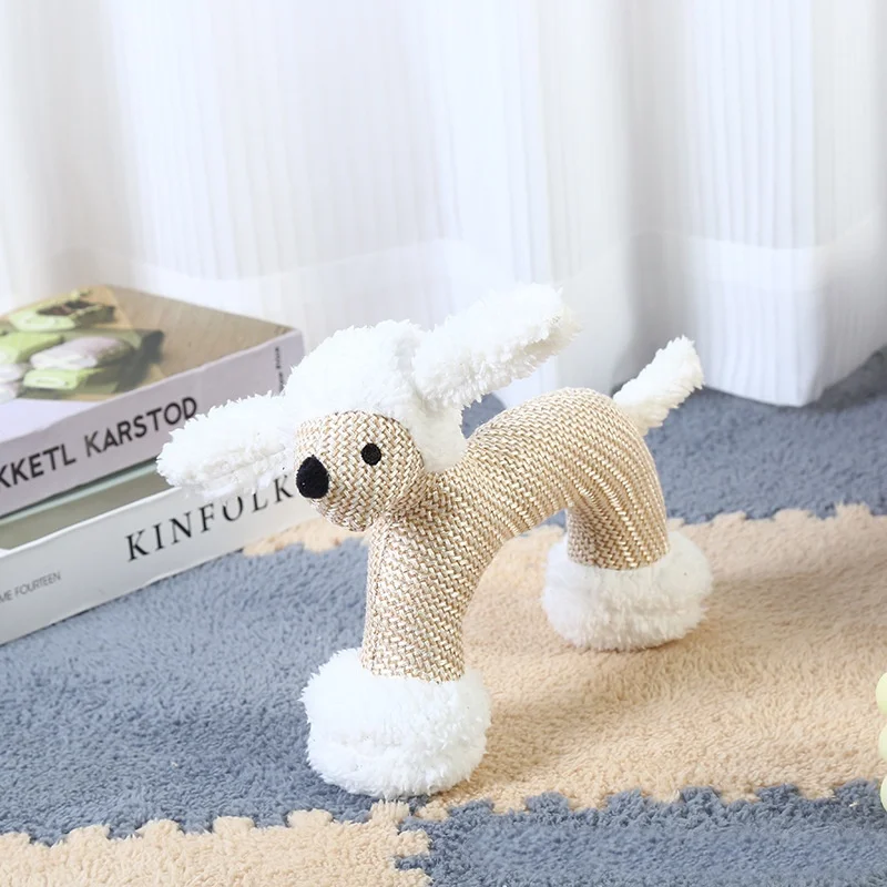 Lindo Animal forma mascota interactivo sonido chirriante juguete limpieza de dientes de perro juguetes de lino de felpa resistentes a mordeduras juguetes para mascotas - imagen 4