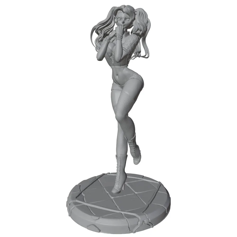 Figura decorativa anime 3D impresa en gris, sin montar ni pintar - imagen 2