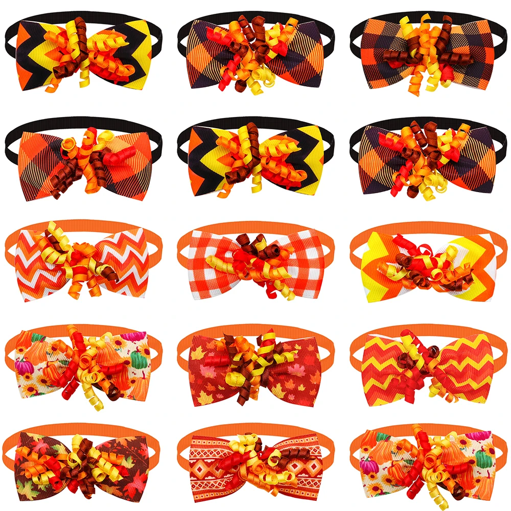 50/100 Uds. Pajarita para perro de Acción de Gracias, Collar de pajarita para perros y gatos, productos de aseo, accesorios de moda para perros, suministros para mascotas - imagen 2