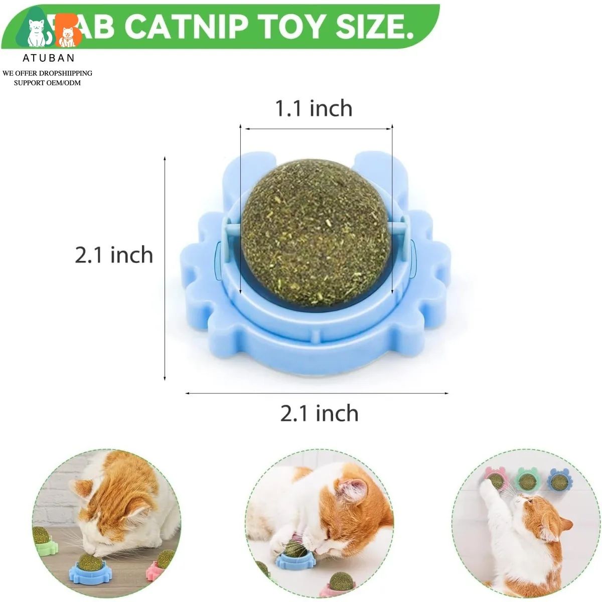 ATUBAN 3PCS Bola de pared de hierba gatera, juguetes para gatos Bolas de hierba gatera para gatos Bola de hierba gatera montada en la pared Juguete Bola de lamer de gato de pared - imagen 2