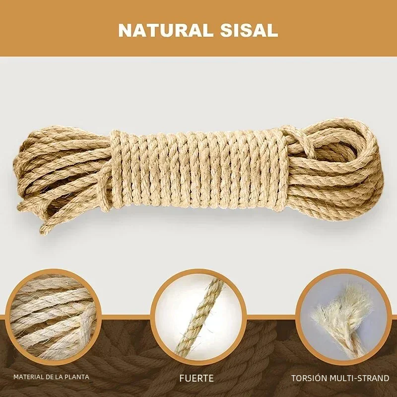 Cuerda de Sisal Natural para rascar gatos, cuerda para rascar árboles, juguete artesanal, garra de pata, Protector de muebles, poste rascador, accesorios para gatos - imagen 2