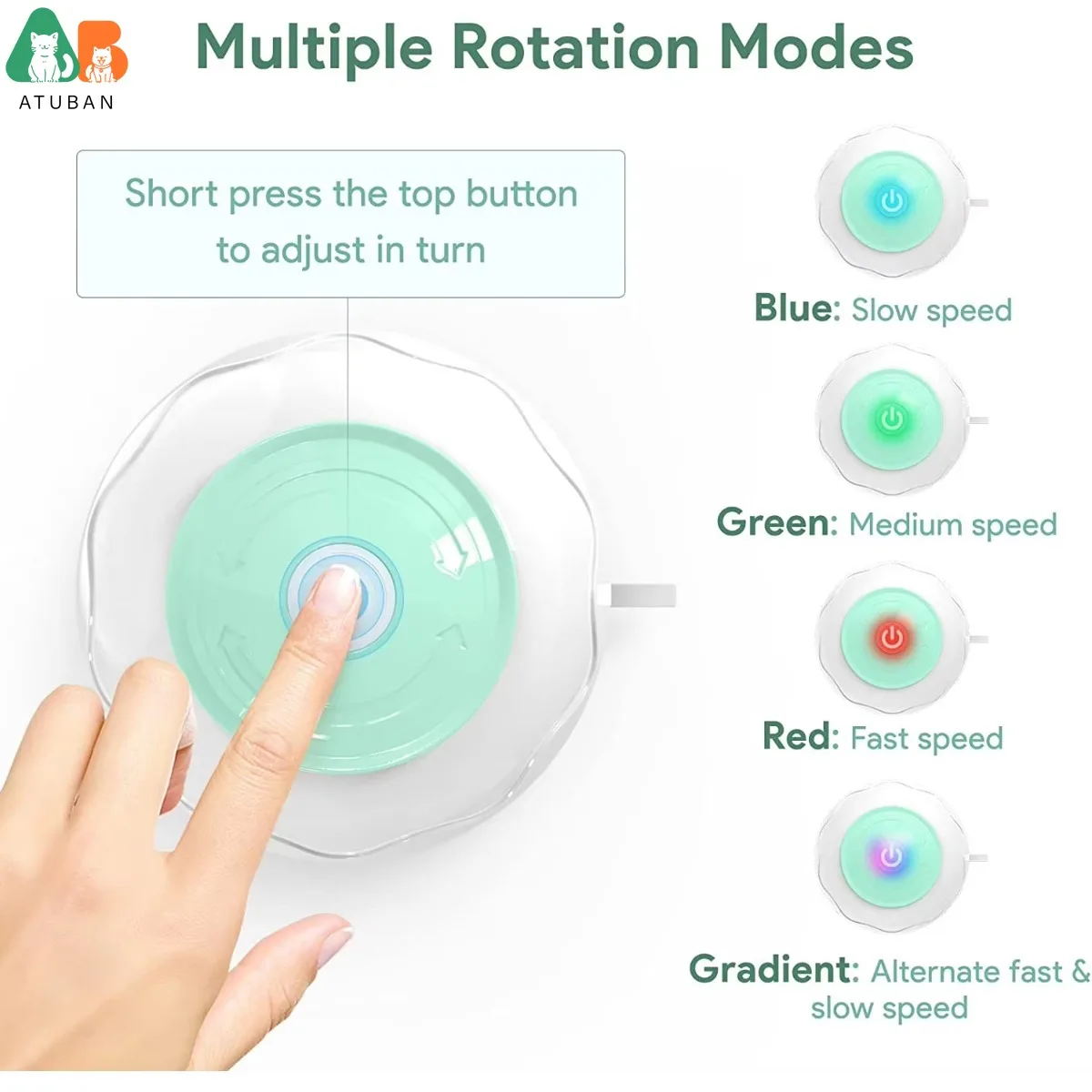 ATUBAN-juguetes para gatos de movimiento automático, varita de juguete motorizada interactiva de 4 modos, 3 plumas, ejercicio electrónico, juguete para mascotas para gatos de interior - imagen 3