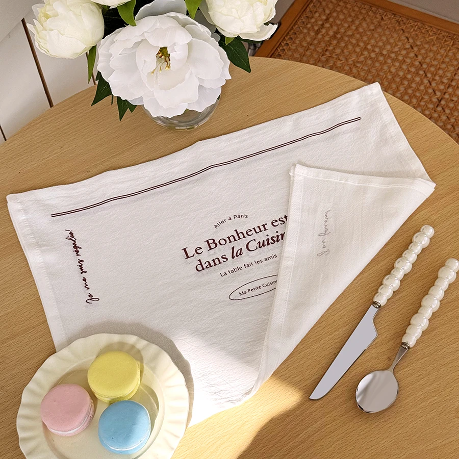 Nuevos manteles individuales con estampado suave, tela de fondo de fotografía cuadrada de algodón, esteras de comida occidental francesa, decoración de mesa - imagen 4