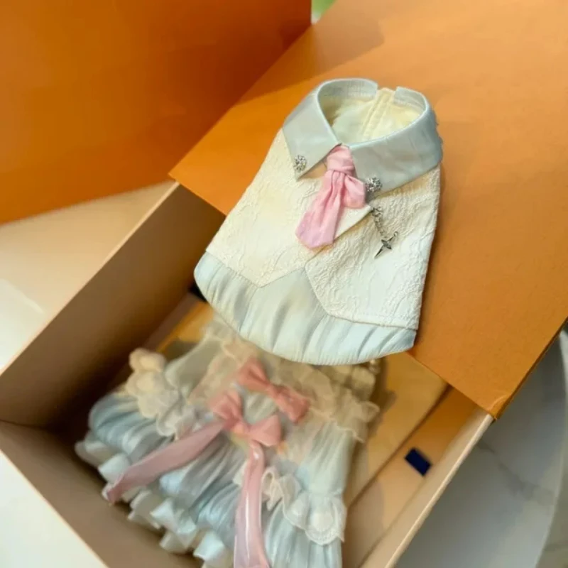 Vestido camisola de princesa para cachorros con bonito traje de chaleco, ropa cómoda para mascotas para ocasiones informales y festivas, trajes de pareja para perros - imagen 3
