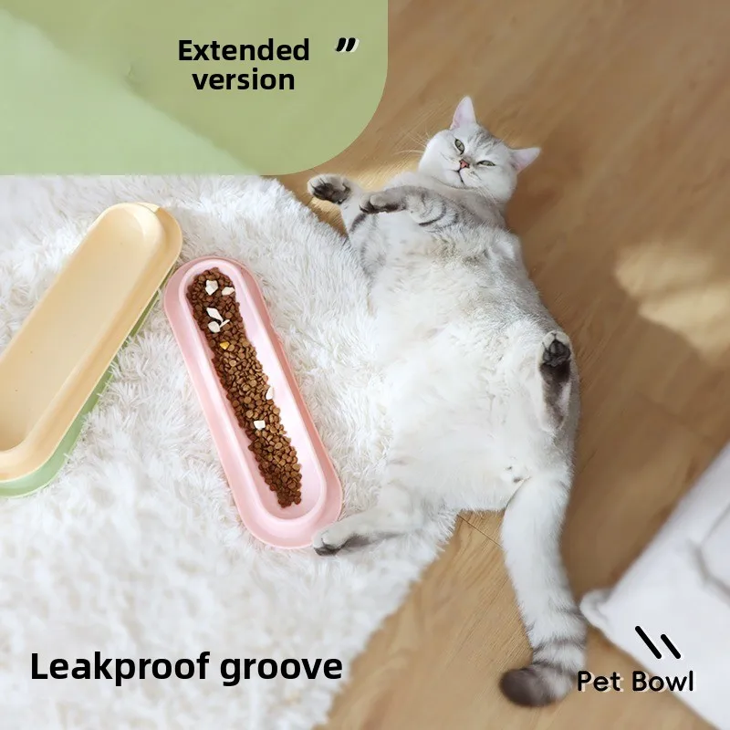 Cuenco largo de comida para gatos con ranura antifugas, plato de alimentación para mascotas con agua húmeda para evitar hormigas e insectos, cuenco de alimentación para mascotas de fácil limpieza - imagen 4