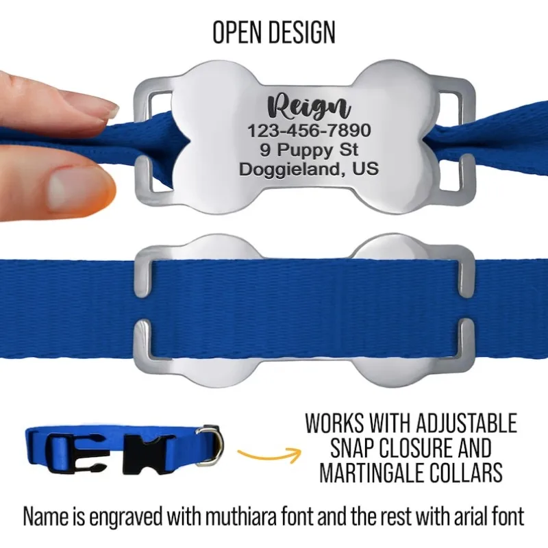 Etiqueta de identificación personalizada para mascotas, etiquetas de nombres grabadas deslizantes de acero inoxidable, accesorios para Collar, colgante, etiquetas para perros grabadas gratis - imagen 5