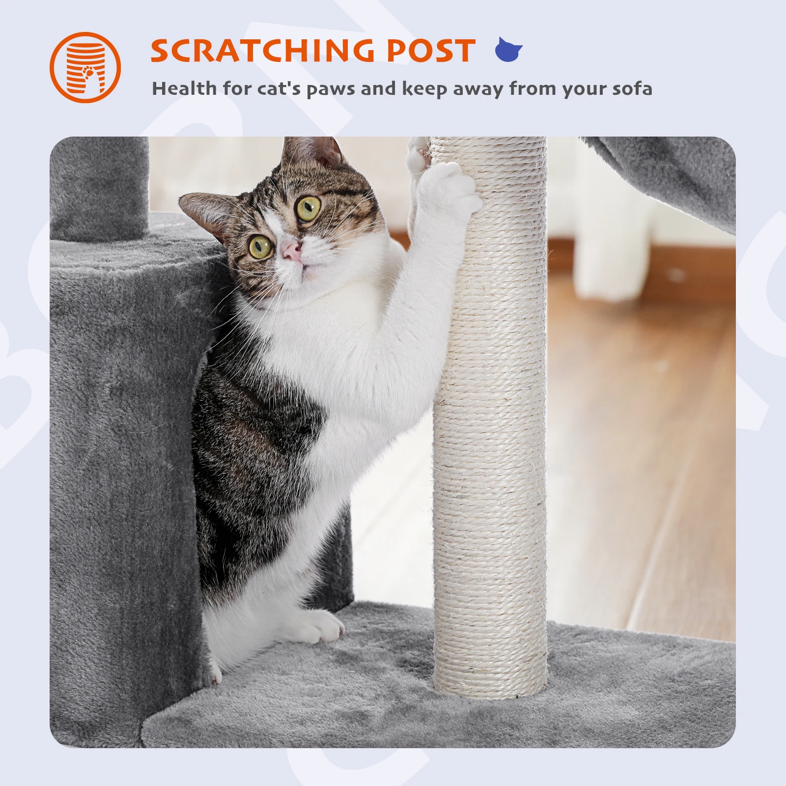 Árbol para gatos, torre para gatos pequeña, condominio para gatos de interior con poste para rascar cubierto de sisal, hamaca profunda para gatitos y gatos pequeños - imagen 4