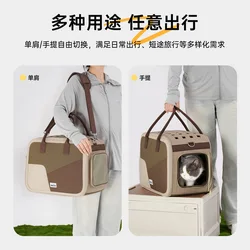 Transportín bolsa plegable para gatos con asas de hombro y mano