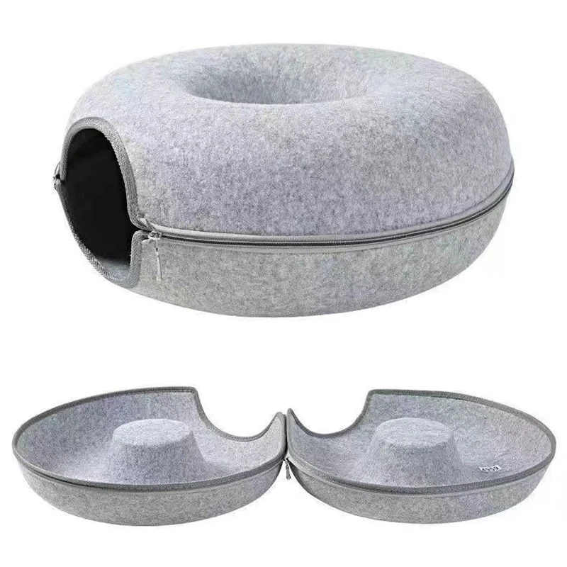Cama de Donut para gatos, túnel interactivo de fieltro para mascotas, juguetes de interior, casa para gatos, juguete de entrenamiento para gatitos, perrera para gatos, suministros para mascotas - imagen 5