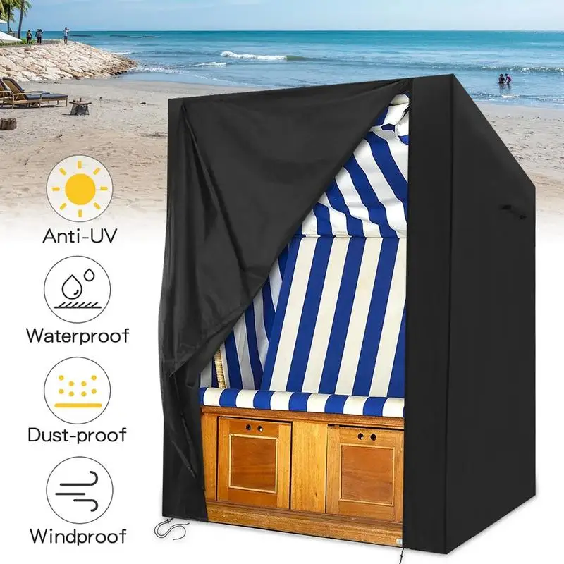 Funda para muebles de exterior 600D, cubierta para silla de playa con cremallera, a prueba de viento, protección UV, almohadilla protectora para silla de balcón y jardín - imagen 2