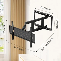 Soporte de pared para TV Full Motion para televisores de 32-75 pulgadas, soporte de montaje para TV articulado de esquina con extensión de brazo largo de 33 pulgadas, giratorio, inclinable